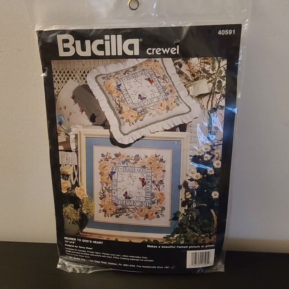 Vintage Bucilla 40591 Nearer To Gods Heart Floral Wall Decor Pillow Sealed New